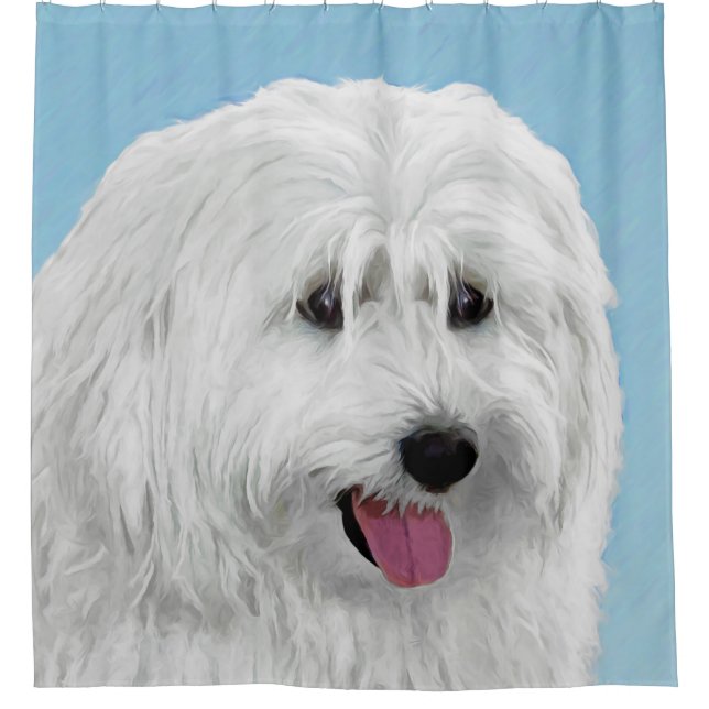 Polnisch Lowland Sheepdog Malerei - Original Hund  Duschvorhang (Vorderseite)