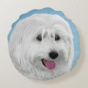 Polnisch Lowland Sheepdog Malerei - Original Hund  Rundes Kissen