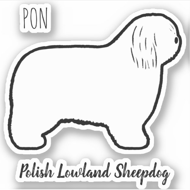 Polnisch Lowland Sheepdog PON Silhouette Sticker (Vorderseite)