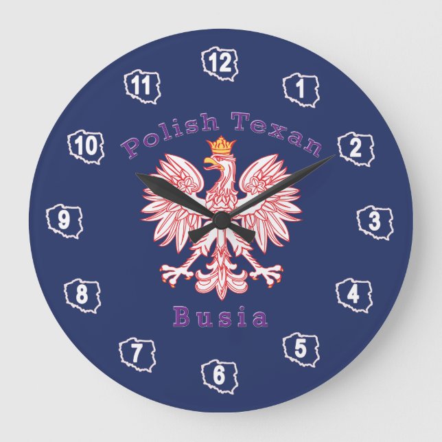 Polnisch Texan Eagle Busia Große Wanduhr (Vorderseite)
