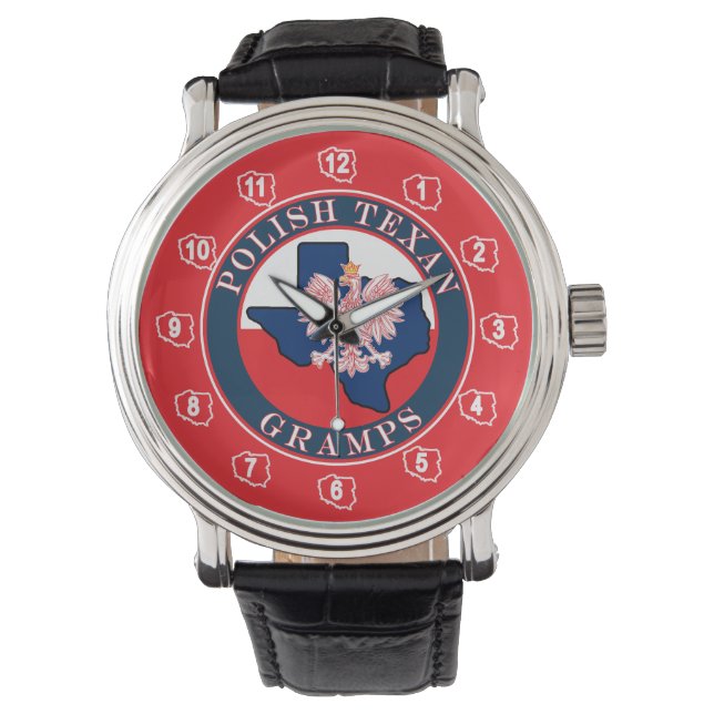 Polnisch Texan Gramps Round Armbanduhr (Vorderseite)