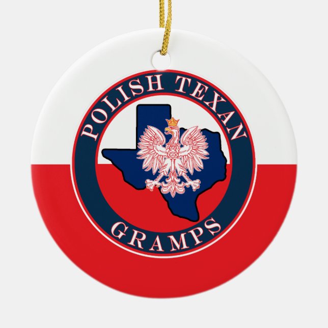 Polnisch Texan Gramps Round Keramik Ornament (Vorne)