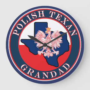 Polnisch Texan Grandad Round Große Wanduhr