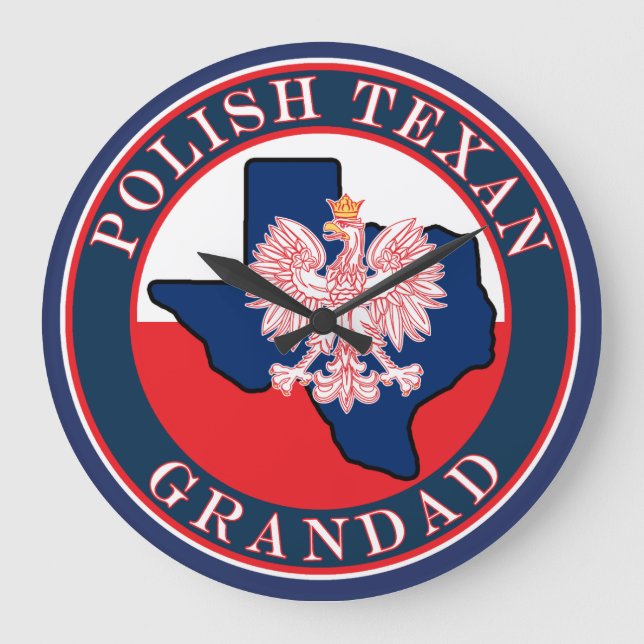 Polnisch Texan Grandad Round Große Wanduhr (Vorderseite)