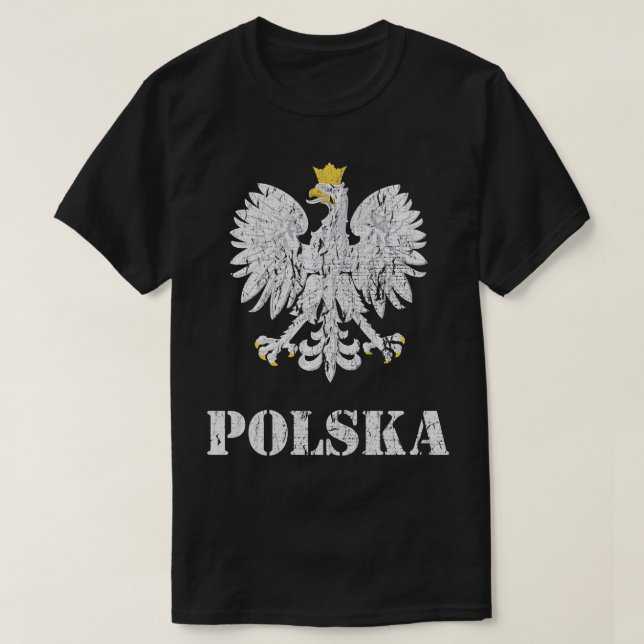 Polnische Adlerflagge Vintag T-Shirt (Design vorne)
