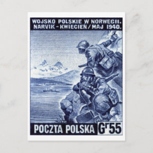 Polnische Armee des Zweiten Weltkriegs in Narvik,  Postkarte