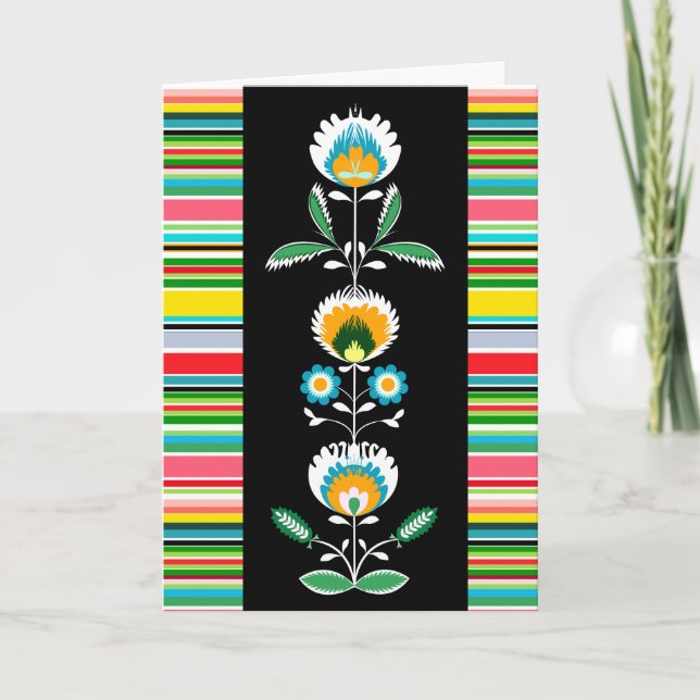 Polnische Blumenstickerei, Grußkarte Karte (Vorderseite)