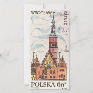 Polnische Briefmarke Breslau Dankeskarte