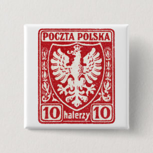polnische Briefmarke des Adler-1919 10h Button