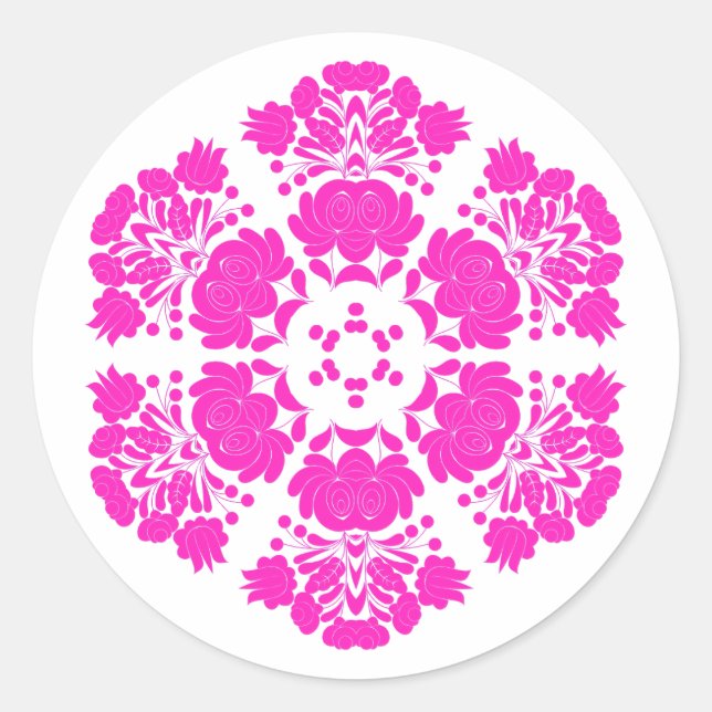 Polnische Designblumen Runder Aufkleber (Vorderseite)
