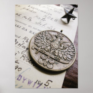 Polnische Eagle War Medaille Print Poster