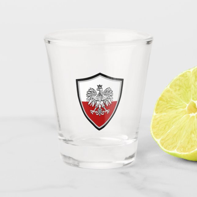 Polnische Fahne Schnapsglas (Vorderseite)