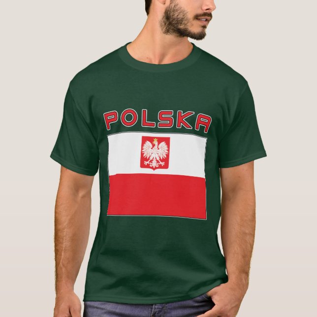 Polnische Falke-Flagge mit Polska T-Shirt (Vorderseite)