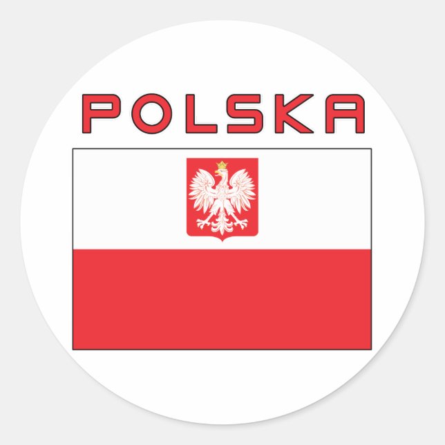 Polnische Falkenflagge mit Polska Runder Aufkleber (Vorderseite)