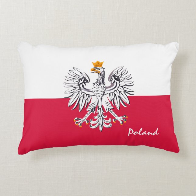 Polnische Flagge & Adler, Polen Modeurlaub/Sport Dekokissen (Vorderseite)