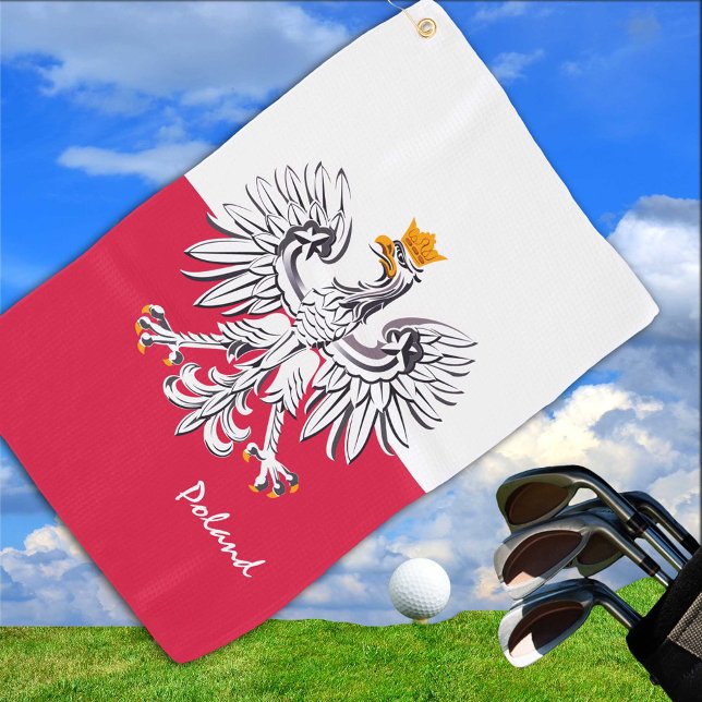 Polnische Flagge & Adler, Polen, Reisen, Urlaub /S Golfhandtuch (Von Creator hochgeladen)