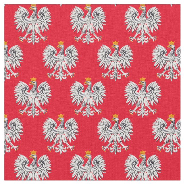 Polnische Flagge & Adler, Polen Trendy Fabric /fas Stoff (Nahaufnahme)