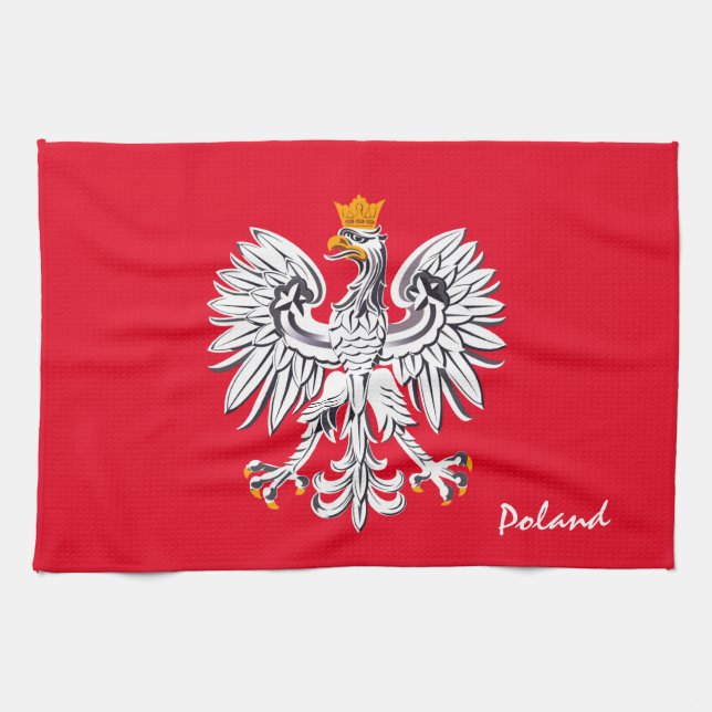 Polnische Flagge & Adler, Polen Zuhause mode / spo Geschirrtuch (Horizontal)