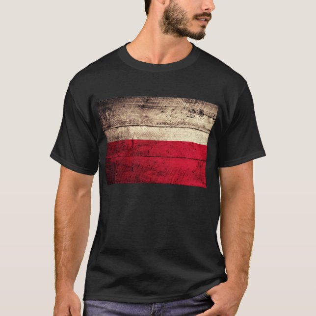 polnische Flagge aus alten Holz; T-Shirt (Vorderseite)
