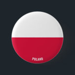Polnische Flagge Charming Patriotic Button<br><div class="desc">Die polnische Flagge Charming Patriotic Button mit der polnischen Flagge bedruckt über den Knopf. Der Name des Landes ist in das Design am unteren Rand des Bildes eingebunden. Der Text kann mit der Funktion "Anpassen!" vollständig angepasst werden. Dieser schöne Polnische Button ist das stilvolle Geschenk für jeden Anlass. © 2022...</div>