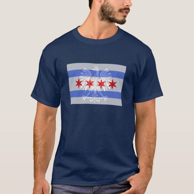 Polnische Flagge Chicagos T-Shirt (Vorderseite)