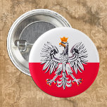 Polnische Flagge & Eagle Polen Modepatriot / sport Button<br><div class="desc">Schlüsselanhänger: Polen & Adler,  Polnische Fahne Mode - Liebe mein Land,  Reisen,  Urlaubsgeschenke,  Nationalpatrioten / Sportfans</div>