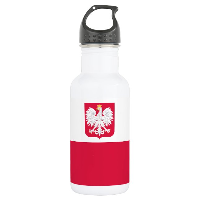 Polnische Flagge Edelstahlflasche (Vorderseite)