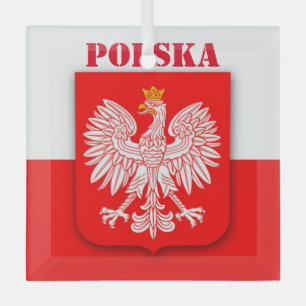 Polnische Flagge Emblem Polski Polska Ornament Aus Glas