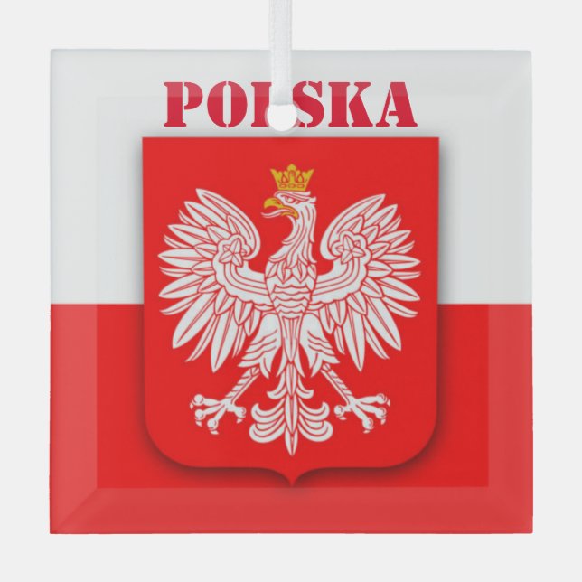 Polnische Flagge Emblem Polski Polska Ornament Aus Glas (Vorderseite)