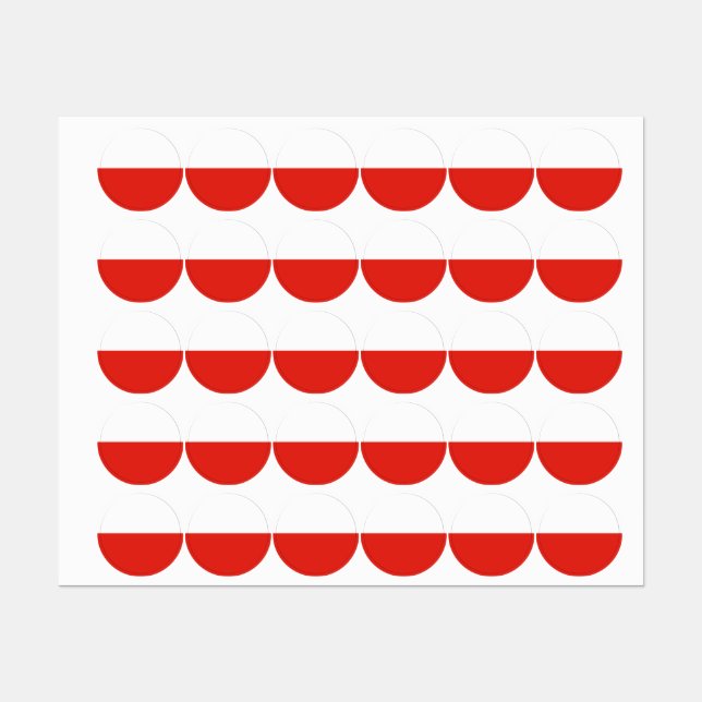 Polnische Flagge Etiketten (Blatt)
