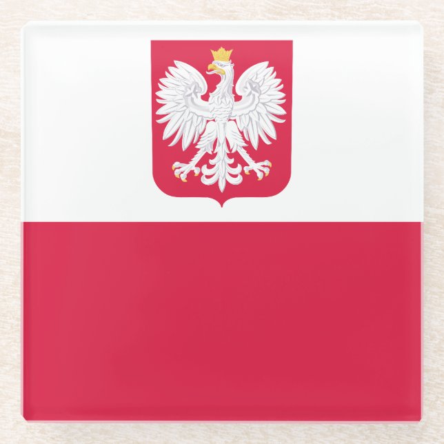 Polnische Flagge Glasuntersetzer (Vorderseite)