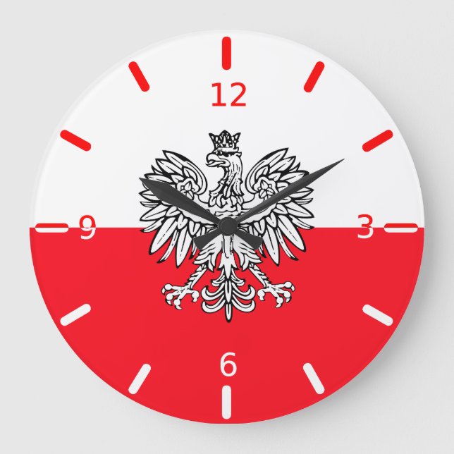 polnische Flagge Große Wanduhr (Vorderseite)