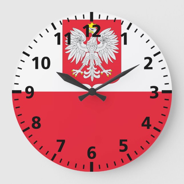Polnische Flagge Große Wanduhr (Vorderseite)