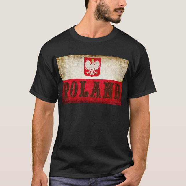 Polnische Flagge Grunge T-Shirt (Vorderseite)