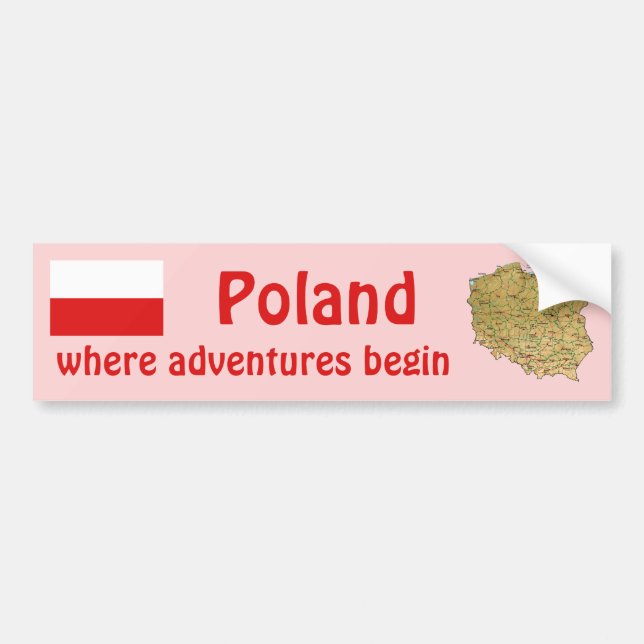 Polnische Flagge + Karte Autoaufkleber (Vorne)