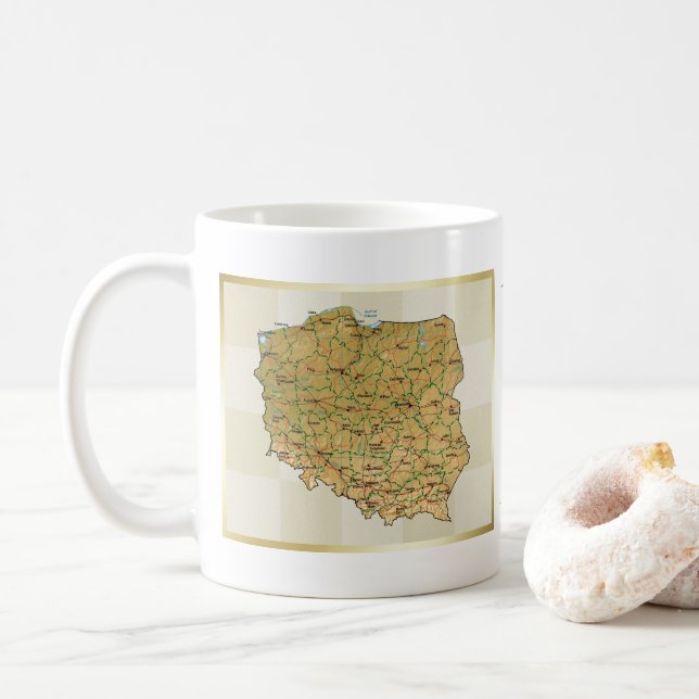 Polnische Flagge + Karte Tasse (Mit Donut)