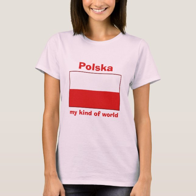 Polnische Flagge + Karte + Text T - Shirt (Vorderseite)