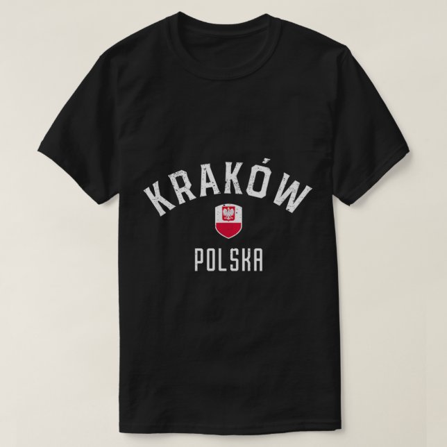 Polnische Flagge Krakau Polska T-Shirt (Design vorne)