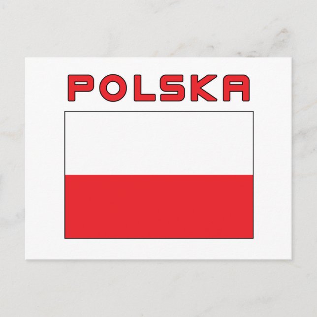 Polnische Flagge mit Polska Postkarte (Vorderseite)