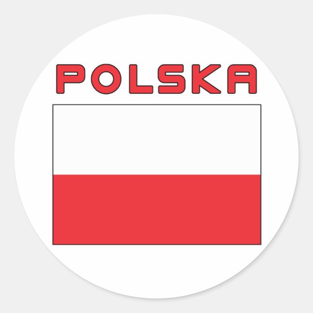 Polnische Flagge mit Polska Runder Aufkleber (Vorderseite)