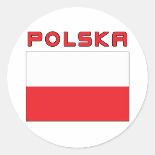 Polnische Flagge mit Polska Runder Aufkleber
