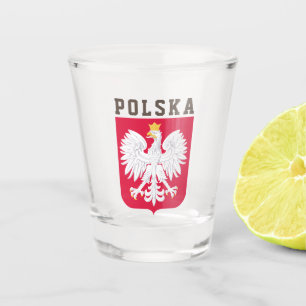 Polnische Flagge (mit Wappen) Schnapsglas