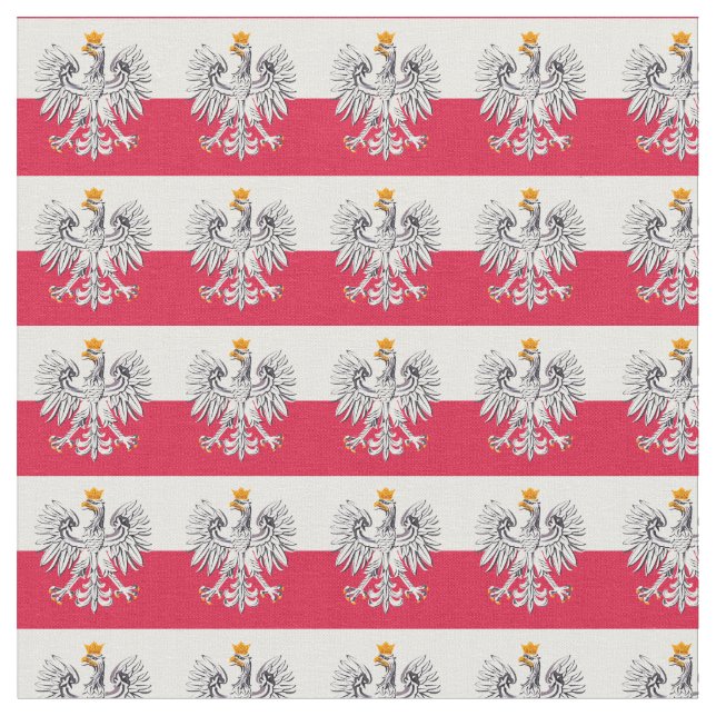 Polnische Flagge & Polen Adler, Trendy Fabric /mod Stoff (Nahaufnahme)