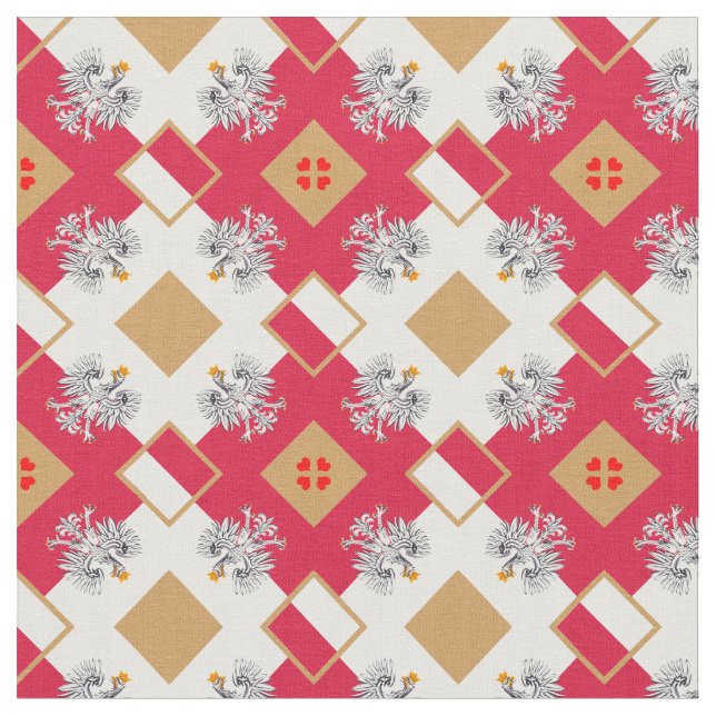 Polnische Flagge & Polen Adler, Trendy Fabric Mode Stoff (Nahaufnahme)