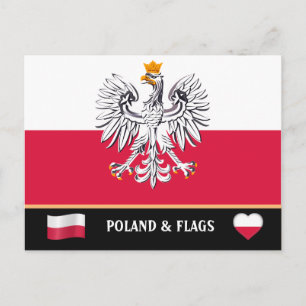Polnische Flagge & Polen - Reise, Urlaub / Sport Postkarte