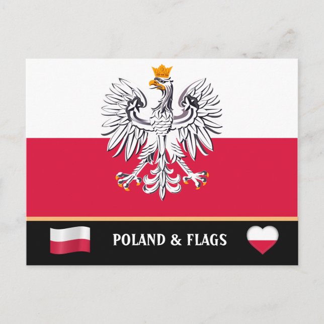 Polnische Flagge & Polen - Reisen, Urlaub/Sport Postkarte (Vorderseite)