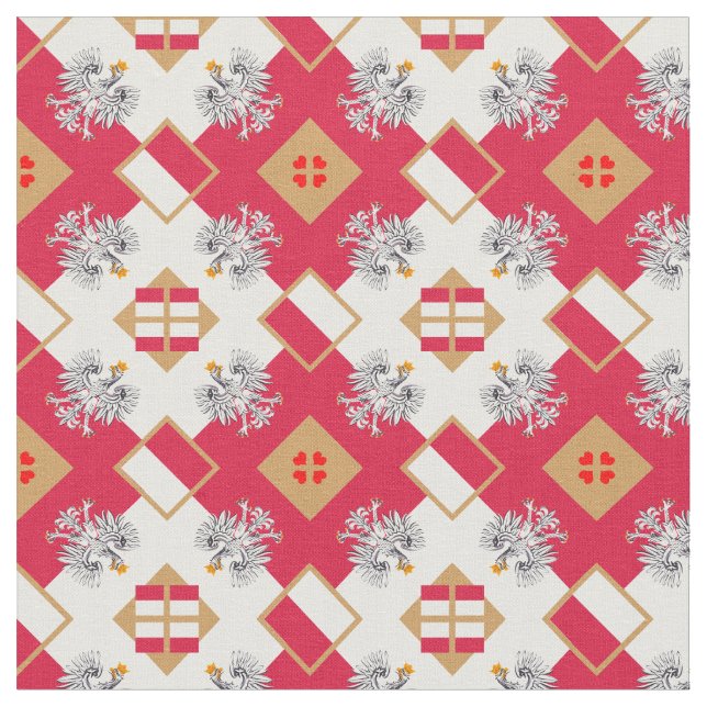 Polnische Flagge & Polnischer Adler, trendy Fabric Stoff (Nahaufnahme)