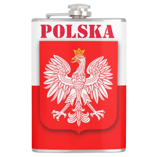 Polnische Flagge Polska Patriotic Football Soccer Flachmann (Vorderseite)