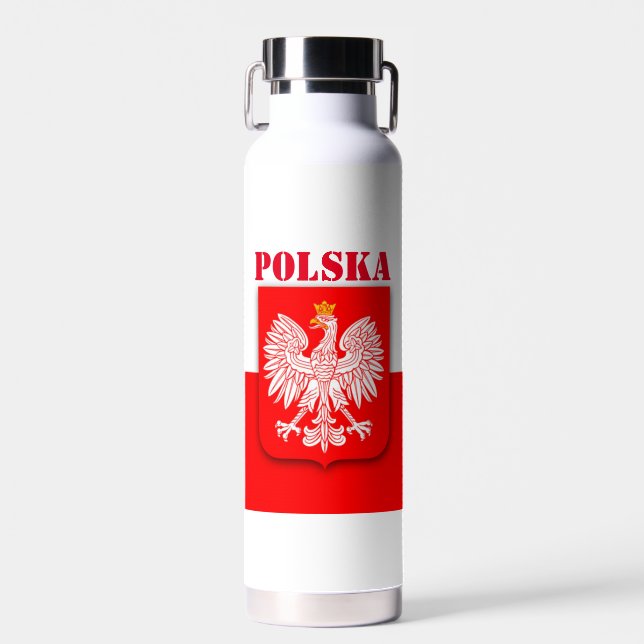 Polnische Flagge Polska Patriotic Football Soccer Trinkflasche (Vorne)