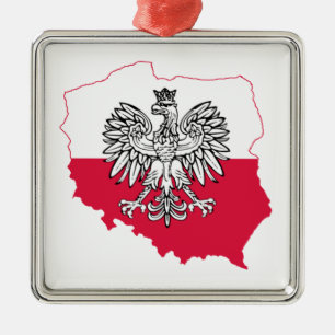 Polnische Flagge Premium-Ornament Silbernes Ornament